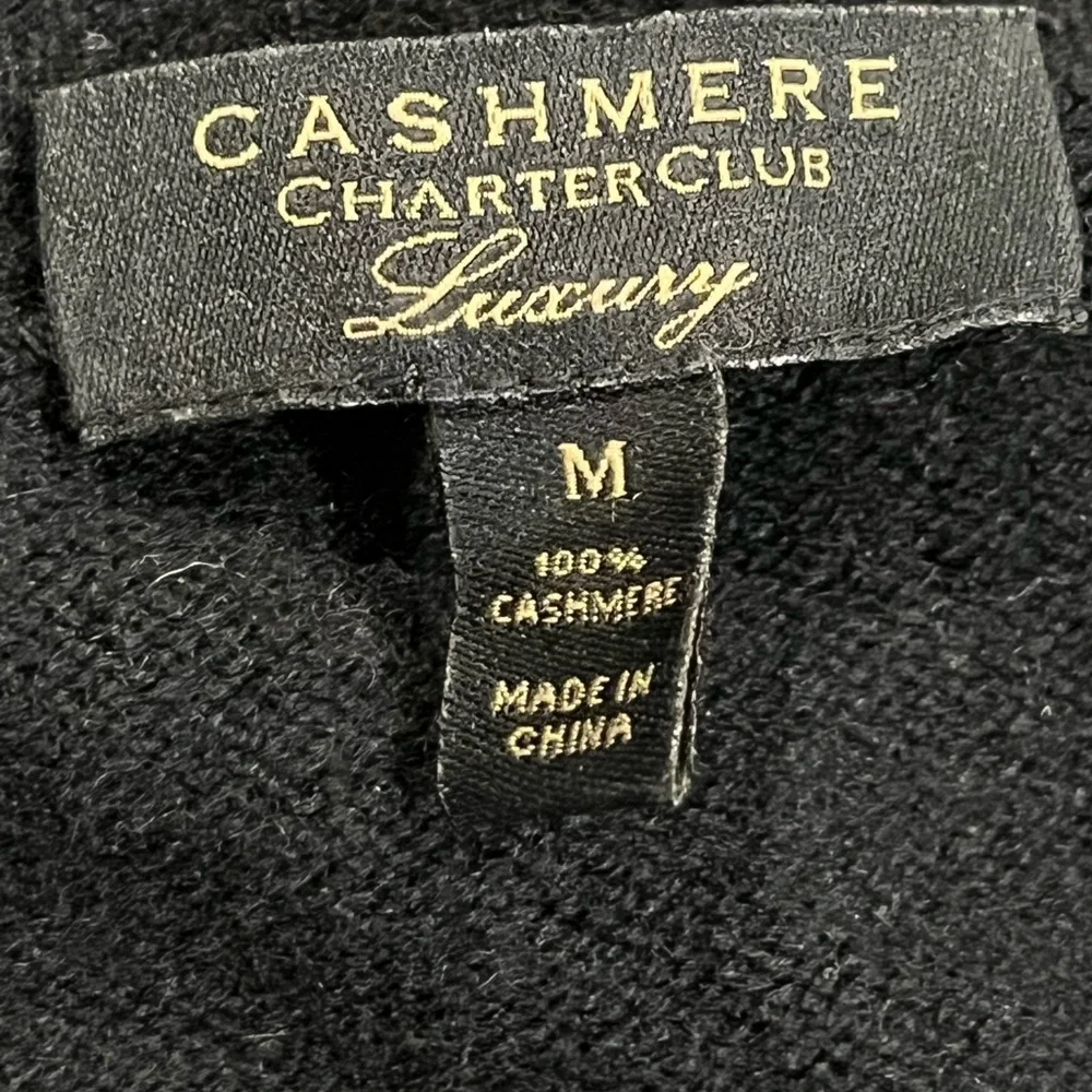 Cashmere Charter Club Luxury Black V Neck Pullover Sweater Womens size Medium - Picture 6 of 11